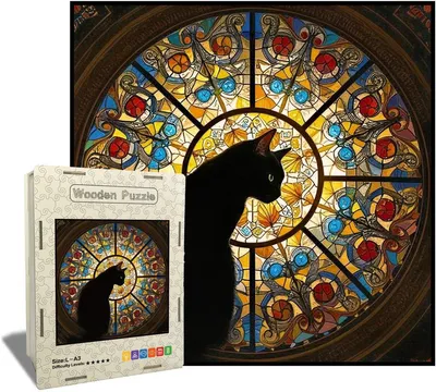 Produktbild von Holzpuzzle Katze 201 Teile – Tierpuzzle für Erwachsene aus Holz