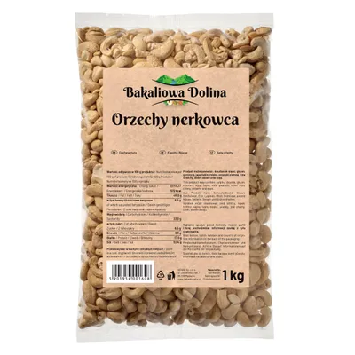 Produktbild von Cashewkerne 1 KG - Ganze Kerne - Ungesalzen - Eiweißquelle - Ohne Zusätze - Natürlich