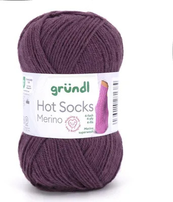 Produktbild von Gründl Hot Socks Merino 50 g/200 m 4-fädig uni 75 % Schurwolle(Merino) /25% Polyamid 30 aubergine