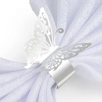 100 Serviettenringe, Papier, Schmetterling, Silber, 5 cm breit