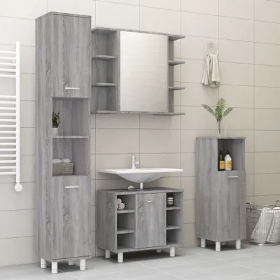 Produktbild von 4-tlg. Badmöbel-Set Grau Sonoma Holzwerkstoff 3187613