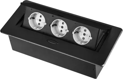 Produktbild von Einbausteckdose Tischsteckdose Fußbodensteckdose Bodensteckdose Wand Steckdose Schwarz