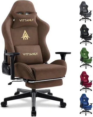 Produktbild von Vittanly Gaming Stuhl r WildKunstleder Gaming Chair Bürostuhl Ergonomischer Schreibtischstuhl mit Fußstütze Kopfstütze und Lendenkissen 3D Armlehnen 90-155° Rückenlehne