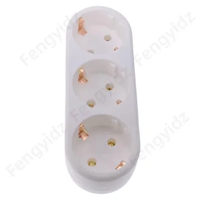 Image de 2X 3-fois EU Adaptateur de prise,3-fois rond multiprise multiprise distributeur de prises