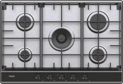Produktbild von Haier Series 2 HAHG74S2X, Edelstahl, Integriert, 74.5 cm, Gaskochfeld, Gusseisen, 5 Zone(n)