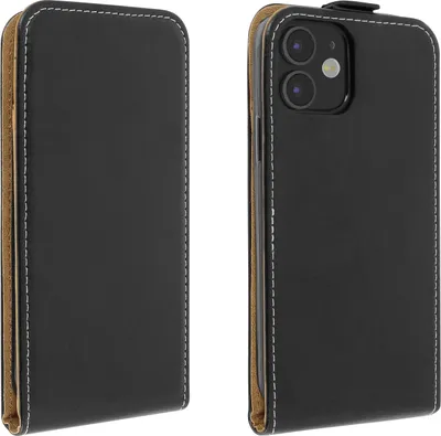 Obrázek produktu pro Avizar, vertikální pouzdro s klopou a kapsou na karty pro Apple iPhone 12 / 12 Pro, černá barva