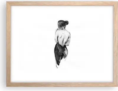 Produktbild von Gerahmtes Poster - Rahmen in heller Eiche - Aquarell Frau Nacktheit - 40x30 cm - Wand Bild - Wanddeko - Wandbilder - Kunstposter - Wandposter - Bilderrahmen - Bilder - Kunstdruck - P2NAA40x30-4721