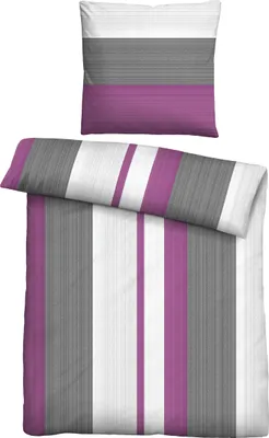 Produktbild von Traumhaft schlafen - Castell - Markenbettwäsche Thermo-Fleece Bettwäsche 0360459 STREIFEN color: brombeer, size: 1x 135x200 cm + 1x 80x80 cm