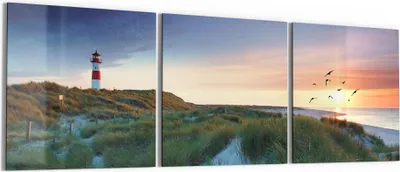 Produktbild von DEQORI Glasbild Echtglas 3x50x50 cm 'Küstenpanorama' Wandbilder XXL groß