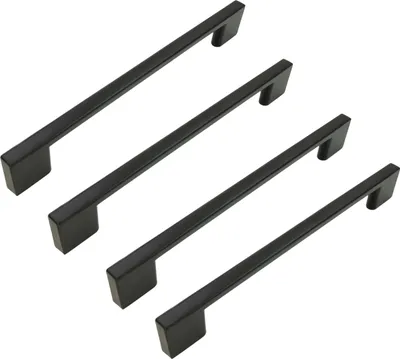 Immagine prodotto di Set di maniglie per mobili Svelto - set di 4 maniglie per mobili in alluminio nero (160 mm) con finitura opaca per cucine e mobili dal design moderno