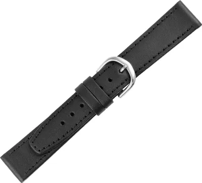 Produktbild von Minott > Uhrenarmband schwarz Kalbsleder Ton in Ton Naht > Verlauf, Stegbreite:18mm, Schließe:Silbern