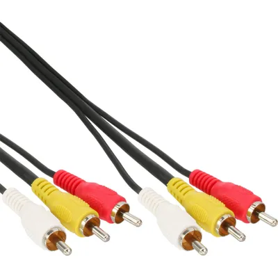 Produktbild von InLine Cinch Kabel, Audio/Video 3x Cinch, Stecker / Stecker, 1,5m, 3 x RCA, 1,5 m, Schwarz