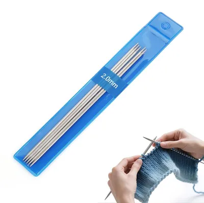 Obrázek produktu pro Sada pletacích jehlic, nerezová ocel, 2,0 mm, délka 15 cm, 5 kusů