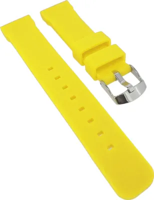 Produktbild von Minott Uhrenarmband gelb Silikon glatt weich Breitdornschließe silbern, Stegbreite:18mm, Schließe:Silbern