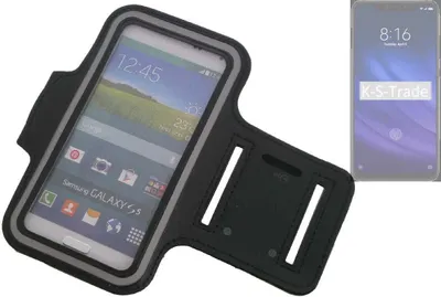 Produktbild von Kompatibel mit Xiaomi Mi 8 Pro Neopren Jogging Armband Sportarmband Oberarmband schwarz kompatibel mit Xiaomi Mi 8 Pro mit Reflektor Streifen. Fitness