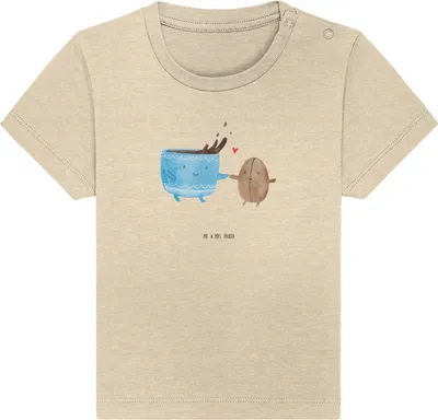 Produktbild von Mr. & Mrs. Panda  T-Shirt Kaffee Bohne 6. - 12. Monat - Natural Raw - Geschenk, Baby Baumwollshirt, Glück, Zufriedenheit, Kaffeebohne, Lustige Sprüche, Kinder Shirt