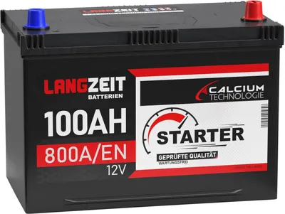 Produktbild von LANGZEIT ASIA Autobatterie 100Ah 12V 800A/EN ASIA Batterie Plus-Pol Rechts ersetzt 95Ah 90Ah