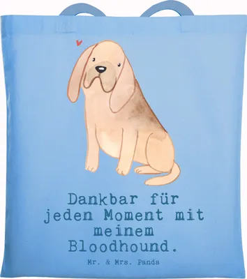 Produktbild von Mr. & Mrs. Panda Shopping Tasche Bloodhound Moment - Sky Blue - Geschenk, Tote Bag, Schultasche, totebag, St. Hubertushund, Jutebeutel, Chien De Saint Hubert, Bluthund