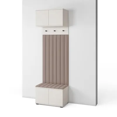 Produktbild von Garderoben-Set Napoli Version 15: Schuhschrank mit Polsterpaneelen, Hängeschrank für Flur und Eingangsbereich (Cashmere/Trinity 05)