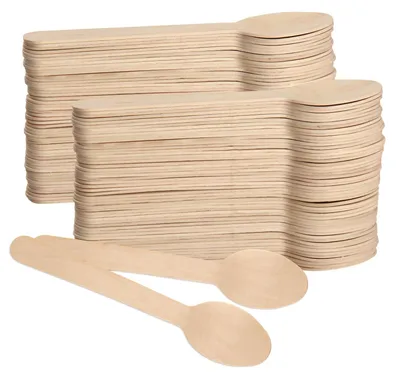 Image de Cuillères en bois - Longueur : 14 cm - Pour café et glace - Quantité : 200 pièces