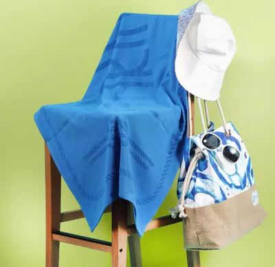 Produktbild von Anemoss Anchor Strandhandtuch, Badetuch für mehzweck Nutzung, Strand, Gym, saugfähiges und schnelles trockende Handtuch, für Damen und Herren, 100% Baumwolle, 70x140 cm, Mitternachtsblau