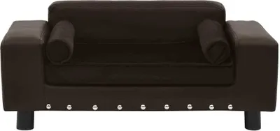 Produktbild von vidaXL Hundesofa Braun 81x43x31 cm Plüsch und Kunstleder