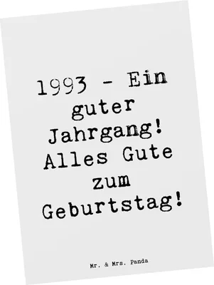 Produktbild von Mr. & Mrs. Panda Postkarte Spruch 1993 Geburtstag - Weiß - Geschenk, Glückwunsch, feiern, Happy Birthday, Postkarten, Fotokarte, Grußkarte, Ansichtskarten, Ansichtskarte