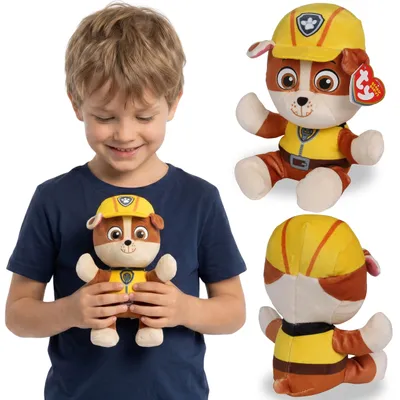 Produktbild von TY Paw Patrol RUBBLE Plüschmaskottchen, Plüschtier, Kuscheltier Beanie Babies, weiches Sensorikspielzeug 20 cm