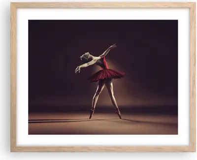 Produktbild von Gerahmtes Poster - Rahmen in heller Eiche - Ballerina Rot Kleid - 50x40 cm - Wand Bild - Wanddeko - Wandbilder - Wandposter - Bilderrahmen - Bilder - Kunstdruck - Wandbild - P2NAA50x40-4336