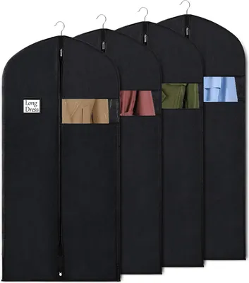 Produktbild von Kleidersack für die Aufbewahrung, 60x152 cm Atmungsaktiver Stoff, Kleidersäcke Lang für den Kleider Mäntel Abendkleider, 4 Stück