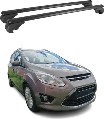 Image de Barres de toit Transversales pour Ford Grand C-Max 2010-2021 Aluminium Noir