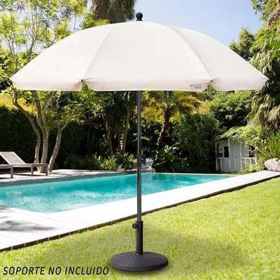 Image de Parasol Ø 240 cm, beige, protection UV 50, réglable en hauteur