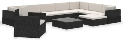 Produktbild von vidaXL 12-tlg. Garten-Lounge-Set mit Auflagen Poly Rattan Schwarz