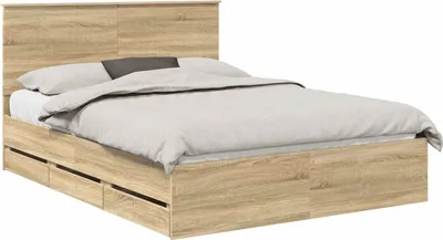 Zdjęcie produktu dla Ramka łóżka Dąb Sonoma 150 x 200 cm Drewno inżynieryjne