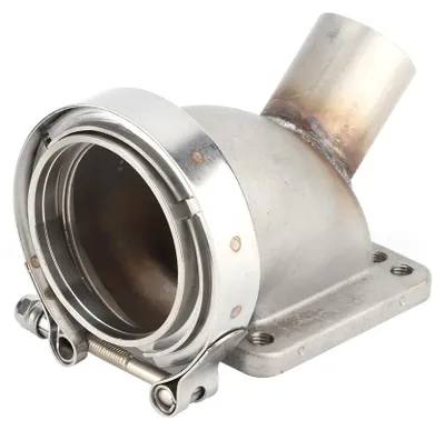 Image de Adaptateur coude turbo de 90 degrés, compatible avec les turbos T3/T4, avec bride et colliers de serrage, de 7,62 cm (3 pouces) de diamètre