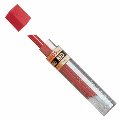 Productafbeelding van Pentel PPR etuis met 12 rode reservepotloden voor drukpotloden van 0,5 mm
