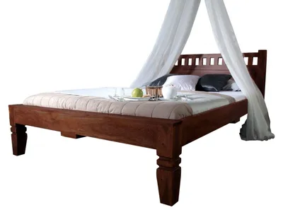 Immagine prodotto di MASSIVMOEBEL24 | OXFORD #231 Letto matrimoniale in legno di acacia - laccato / nougat 200x200