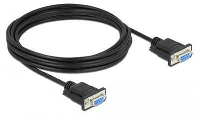 Produktbild von Delock Seriell Kabel RS-232 D-Sub9 Buchse zu Buchse Nullmodem mit schmalem Steckergehäuse 4 m