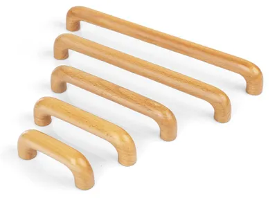Kastengriffe aus Buchenholz, 224 mm, 6 Stück, Holzfarbe