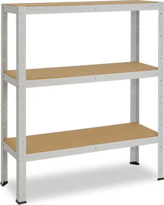 A three-tier shelving unit against a white background.