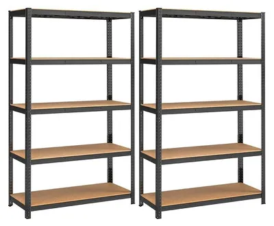 Produktbild von Lagerregal 2er-Set - Kellerregale mit 5 Böden - Schwarz - 60 x 120 x 200 cm