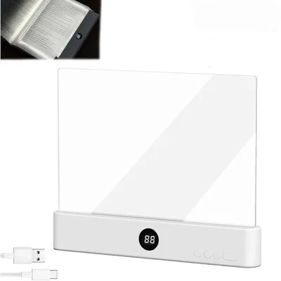 Produktbild von LED Leselampe Buch Transparente Flachbuch-Lampe Wiederaufladbar 3 Farben Timer Dimmbar Weiß