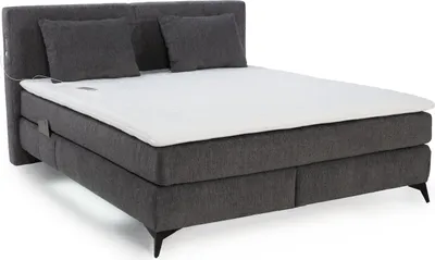 Produktbild von Boxspringbett 180x200 cm H3+H4 Federkernmatratzen Bonell Topper Chenille Dunkelgrau / 20045