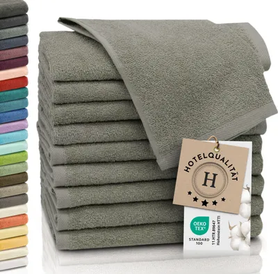 Produktbild von 10er Set Gästetücher, Baumwolle, 30x50 cm, 420g/qm, hellbraun (braun)