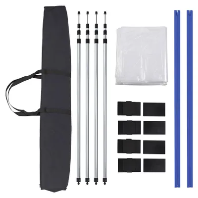 Produktbild von Wiltec Staubschutzwand 4 x 10 m, Renovierungs-Set Staubwand mit Reißverschluss für Folientür und Teleskopstangen 1,5-3,9 m, Trennwand für Renovierung