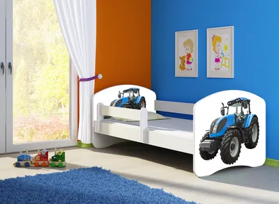Produktbild von Kinderbett, Babybett 70x140, 80x160, 80x180cm Juniorbett, Kind, Motiv, Schublade CLAMARO, Bett Farbe:42 Trecker, Ausführung:Mit Bettkasten, Bett Größe:140 x 70 cm