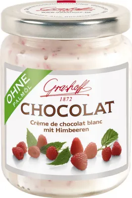 Produktbild von Schoko-Creme CHOCOLAT mit weißer Schokolade & Himbeeren von Grashoff, 250g