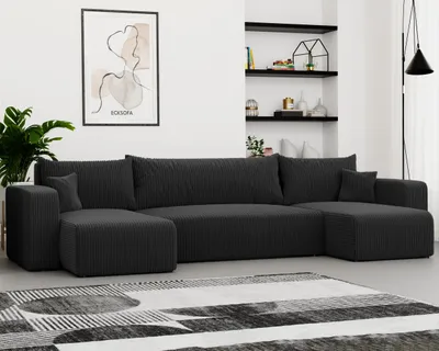 Produktbild von Idohome Ecksofa-Wohnzimmer Sofa mit Schlaffunktion und Bettkasten, Eckcouch, Polstermöbel, Sofa, Couch modern in Farbe Anthrazit Poso 135 U Form Piano