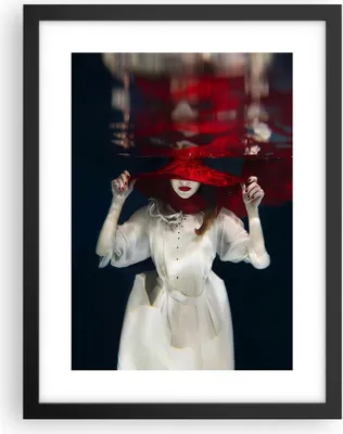 Produktbild von Gerahmtes Poster - Schwarzer Rahmen - Mädchen Rot Hut - 30x40 cm - Wand Bild - Wanddeko - Wandbilder - Kunstposter - Wandposter - Bilderrahmen - Bilder - Kunstdruck - Wandbild - P2BPA30x40-4305