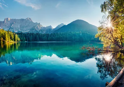 Produktbild von Vlies Fototapete Berge 254x184 cm inkl. Kleister Landschaft Gebirge Alpen Natur See Wald Wohnzimmer Schlafzimmer Tapete Wandtapete Motivtapete Vliestapete